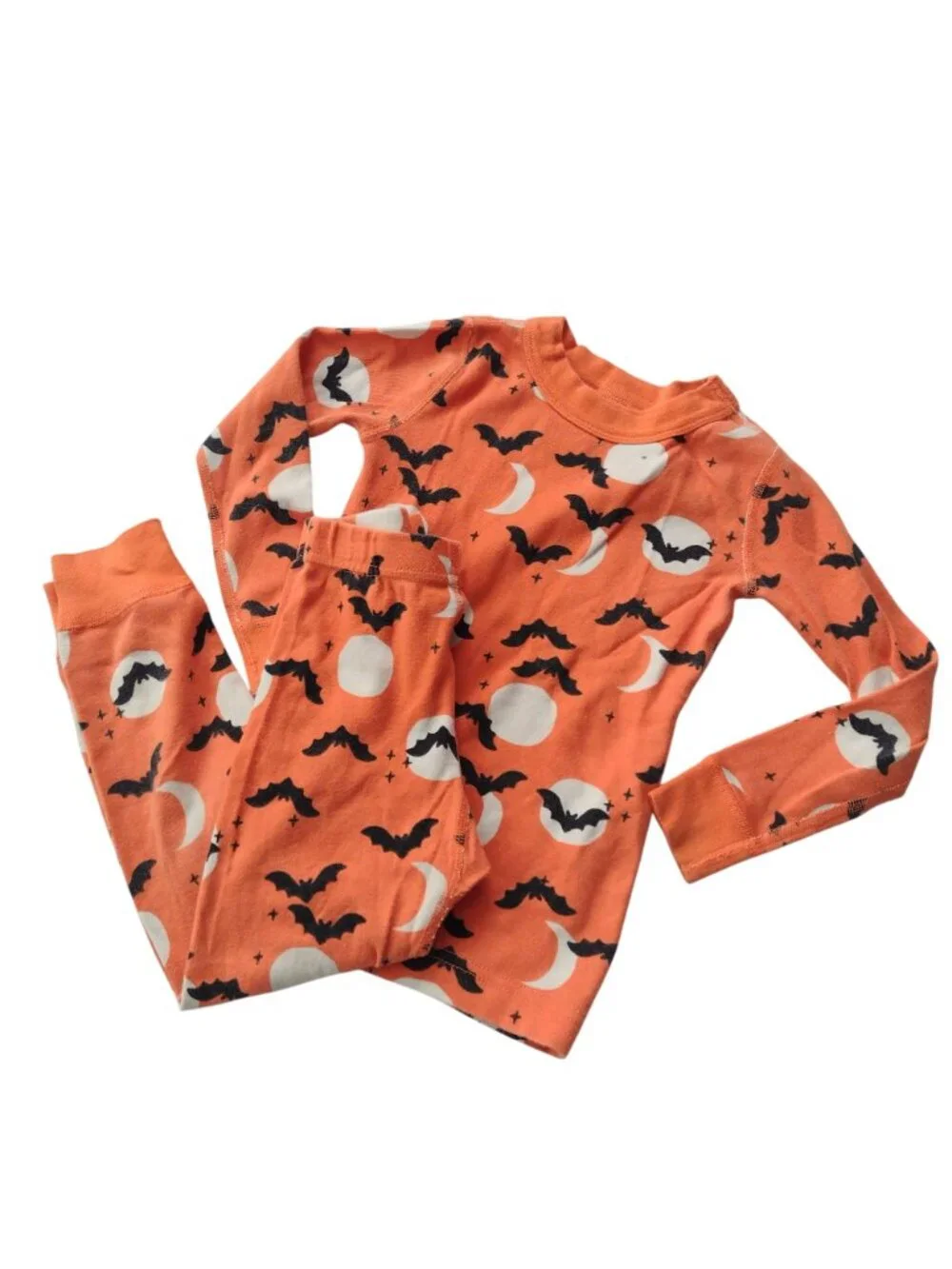 Hanna Andersson Kids Pajamas 4 Halloween Orange Print Organic Cotton Long Johns
